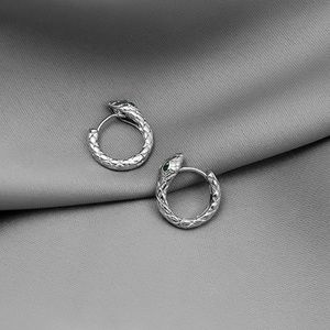 925 Silver Plated Snake Hoop Earrings for Men Women,Silver Snake Earrings